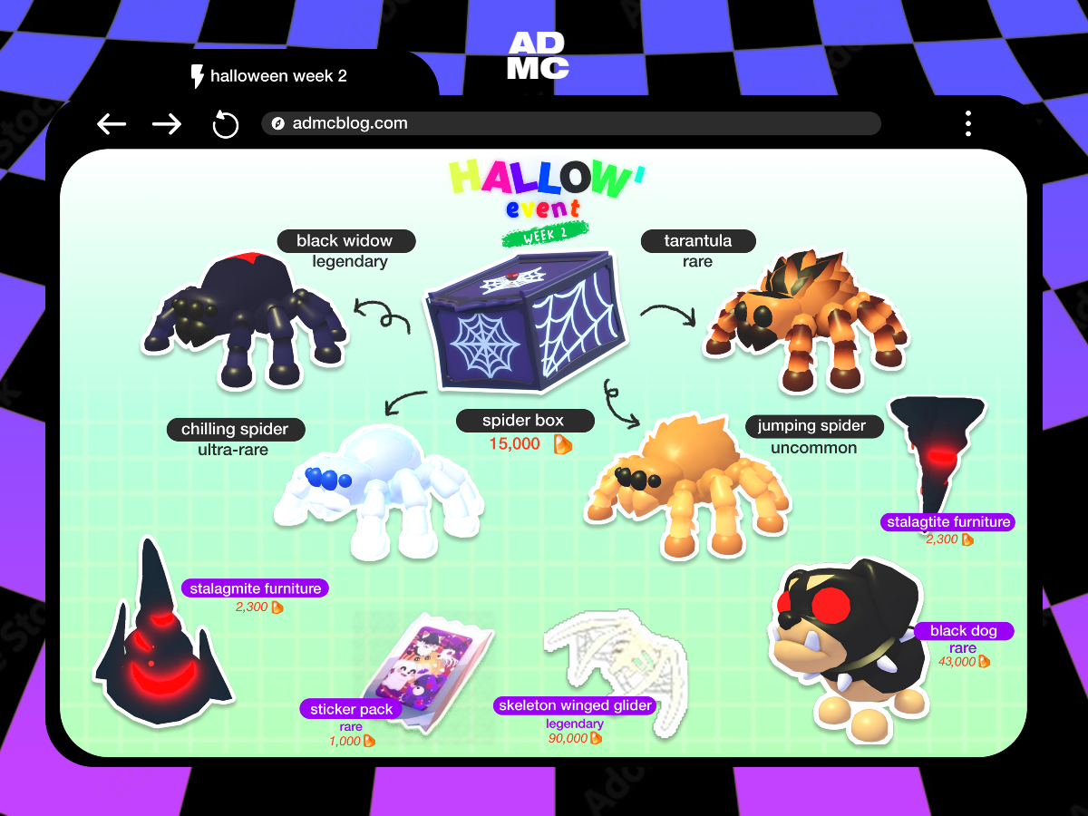 admcblog's tweet image. 🕷️ Here are all the pets and items that came out yesterday.

Which spider is your favorite? #AdoptMe