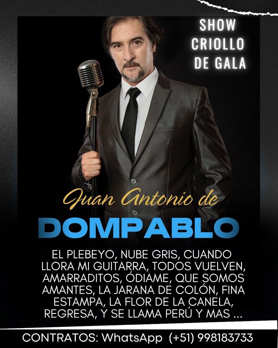 SolverProd's tweet image. "Todos Vuelven Siempre" es el álbum homenaje a la música criolla peruana con matices flamencos del tenor peruano @JuanAdeDompablo . Disponible en @Spotify, Apple Music, Deezer, Tidal, Amazon Music etc. Escúchalo!!!