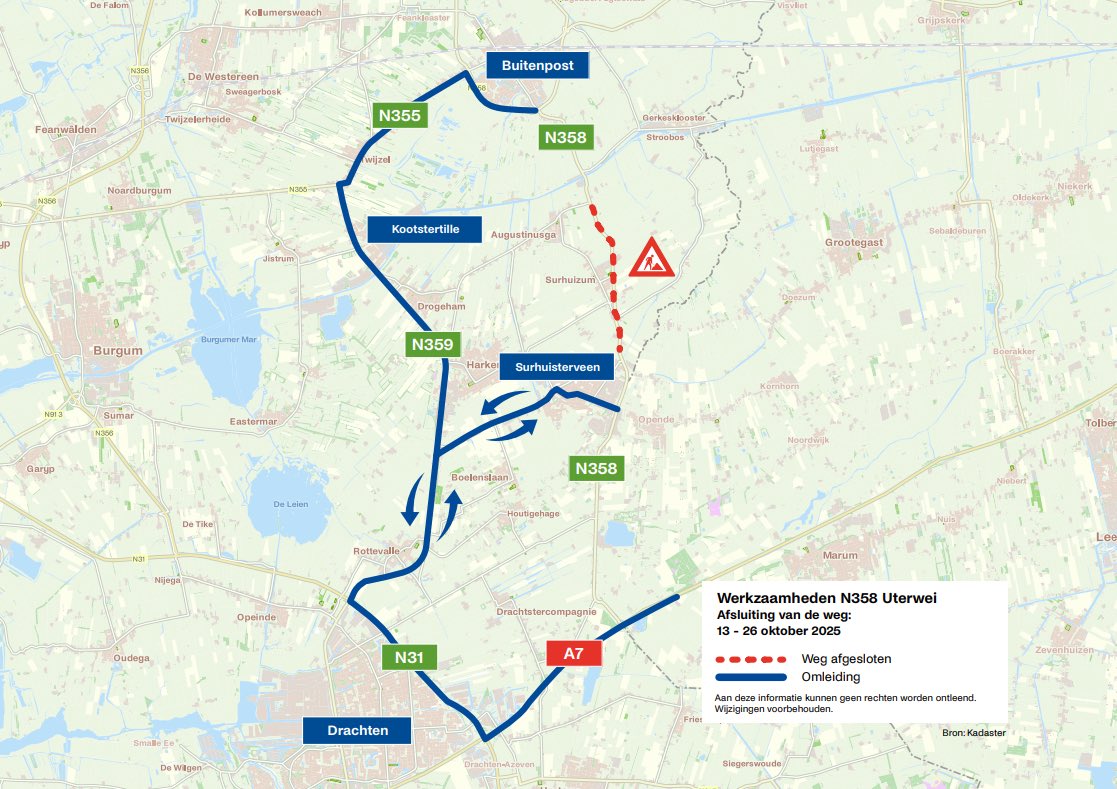 JetzeV's tweet photo. N358 Uterwei. Fase 2. Week 42 en 43: Aanleg ovonde Uterwei/It Lanfal, 3x passeerstrook-landbouwverkeer, fietstunnel Rysloane en groot onderhoud N358. #BAMinjouwbuurt #ProvinsjeFryslân #ProvincieFryslân https://t.co/aA9J5lTmG6