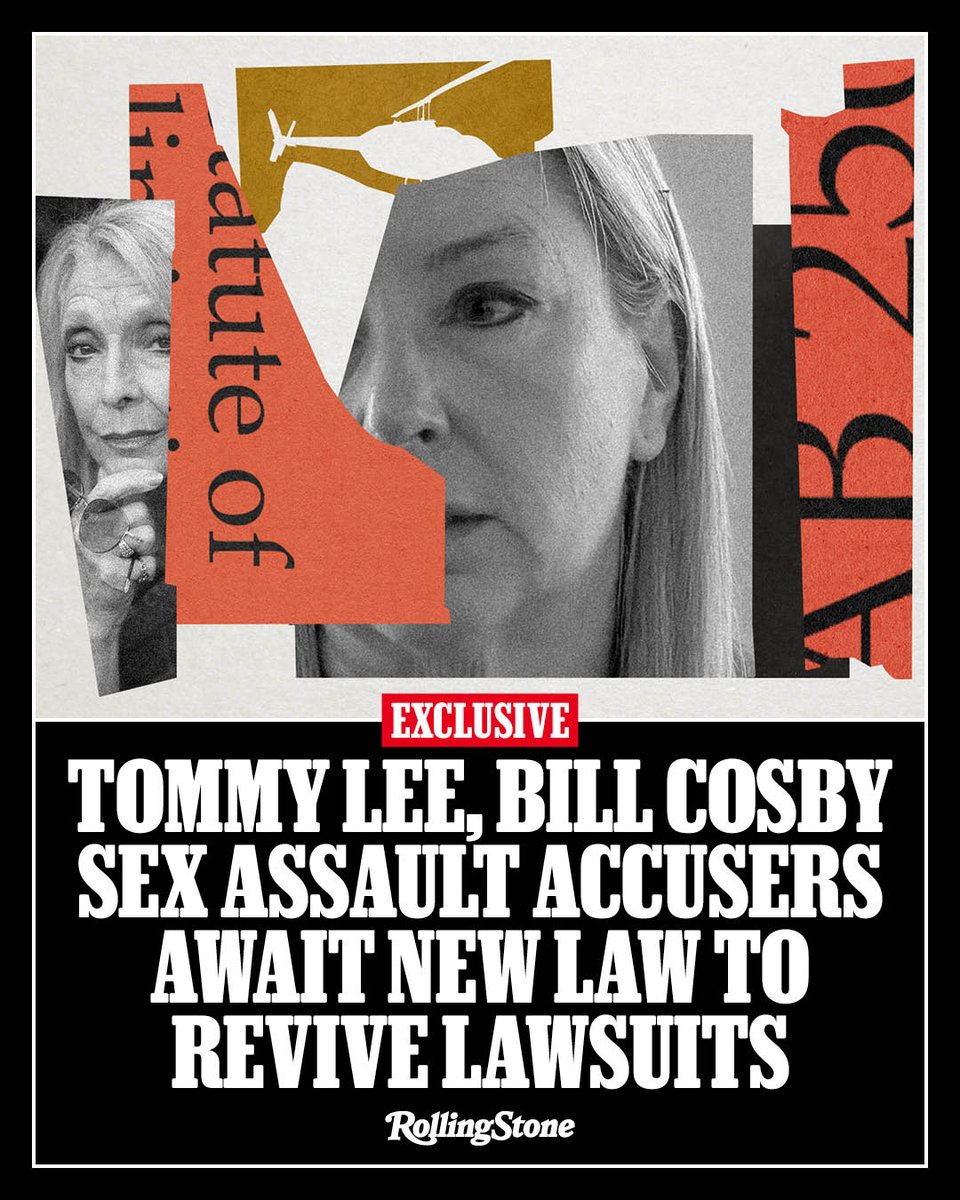 RollingStone's tweet image. Women who sued Bill Cosby and Motley Crue&apos;s Tommy Lee for sexual assault and hit a &quot;brick wall&quot; hope a new California law awaiting the governor&apos;s signature will give them another chance.

Story: rollingstone.com/music/music-fe…