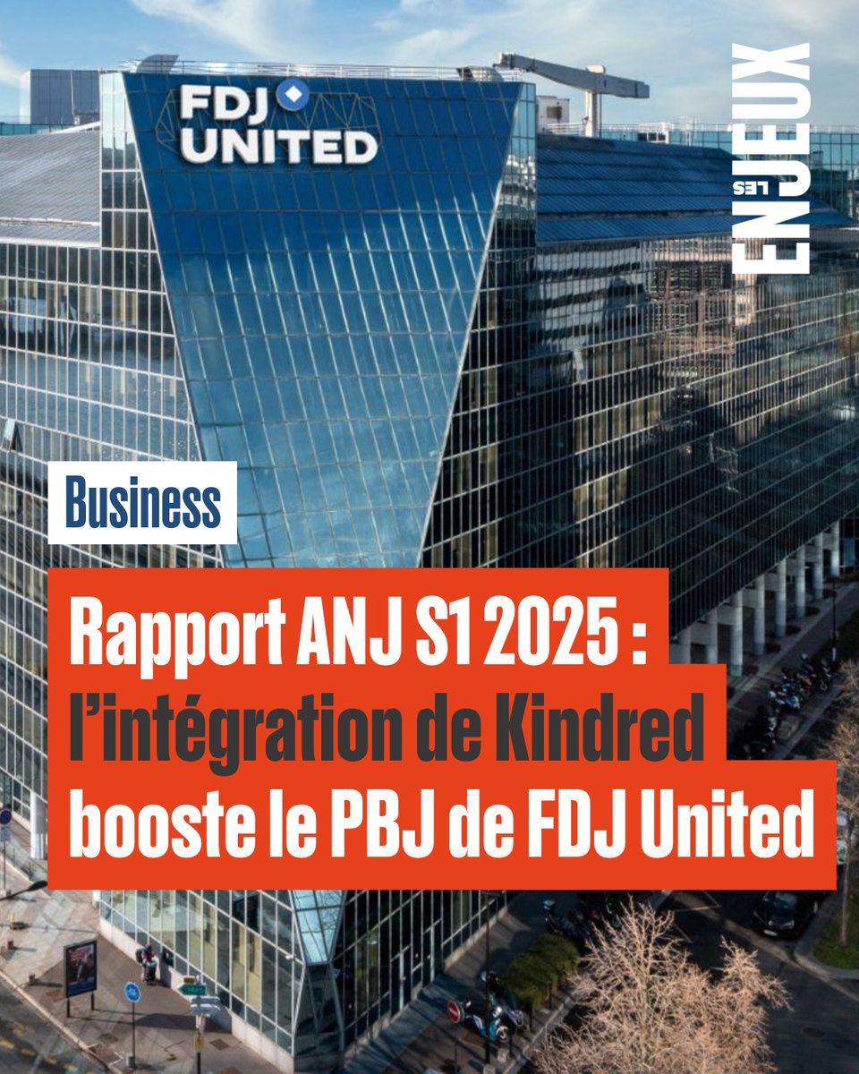 les_enjeux's tweet image. 💶 FDJ United boosté par l’intégration de Kindred 🇪🇺
PBJ S1 2025 : 4,4 Md€ (+19 %)
PBJ en ligne : 703 M€ (+458 %) — 16 % du total 🔥
Un virage digital majeur pour le leader français.

🔗 les-enjeux.com/2025/10/06/fdj…
#FDJUnited #Kindred #ANJ #JeuxEnLigne