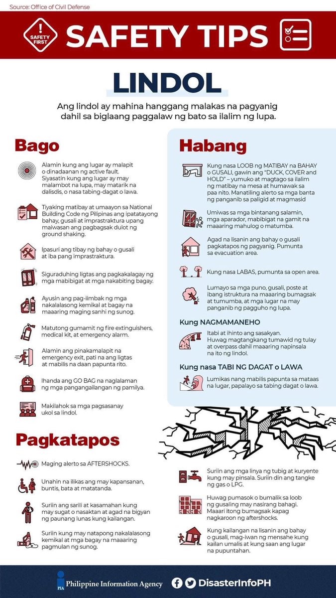 PIADesk's tweet image. Patuloy na nakararamdam ng mga pagyanig. Huwag mag-panic. Alamin ang mga paghahanda at dapat gawin kapag lumindol. 

#EarthquakePH 
#LindolPH 
#IntegratedStateMedia 
#ISM