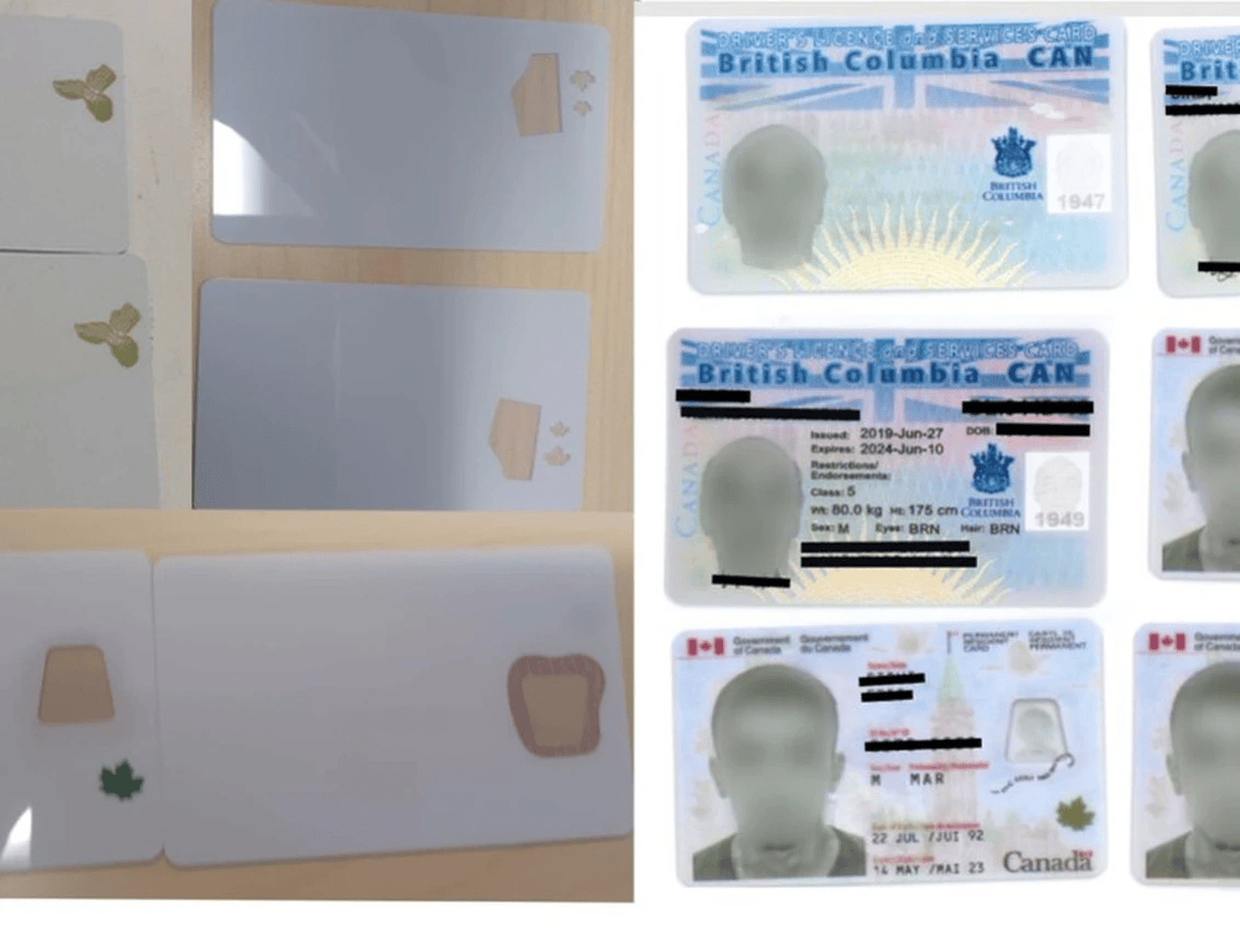 CrimewatchTO's tweet image. I hope @PeelPolice were smart enough to seize all electronics during this investigation for forensic audits.
A huge underground market for fake documents has emerged in Canada. You can buy fake SIN cards, PR Cards and even driver's license's complete with holograms.
