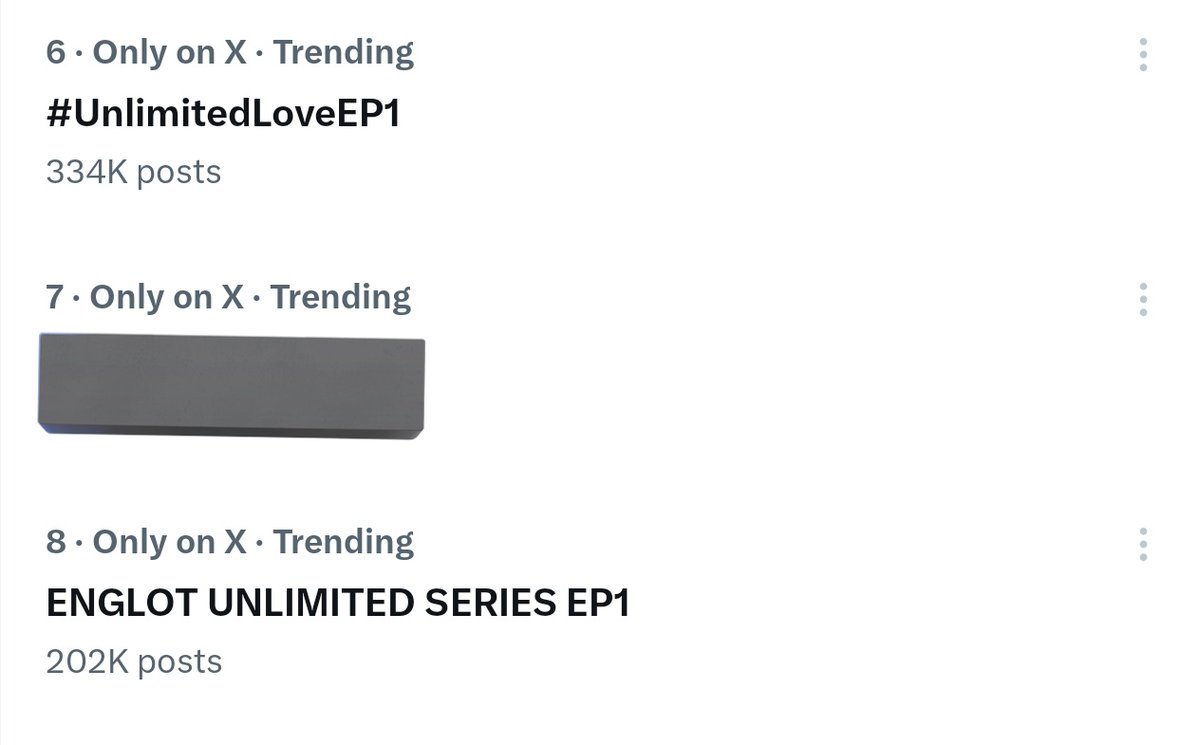 TrendENGLOT_TH's tweet image. Hashtag : 334k Posts
Keyword : 202K Posts
ENGLOT UNLIMITED SERIES EP1
#UnlimitedLoveEP1