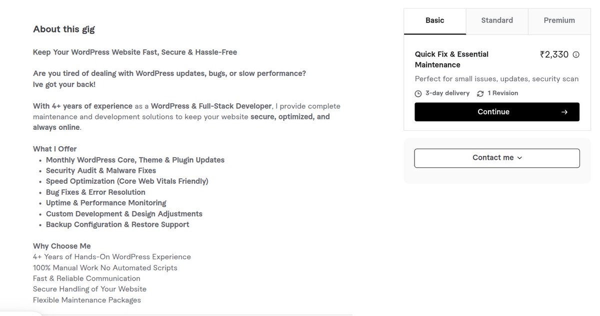 TechInterviewHQ's tweet image. Keep your WordPress site secure, fast & error-free!
I’ll handle updates, bug fixes, backups & optimization — so you can focus on growing your business.
👉 Check out my Fiverr gig:
fiverr.com/s/zWm3q9g
#WordPress #Security #Website #MaintenanceRequired