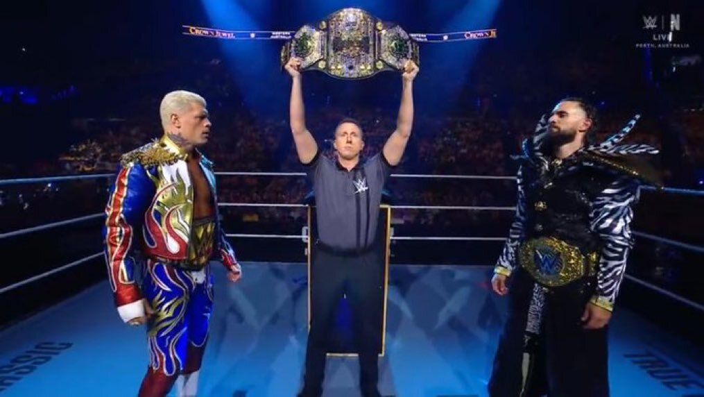 nodqdotcom's tweet image. Results of Cody Rhodes vs. Seth Rollins at WWE Crown Jewel 2025 nodq.com/news/results-o…