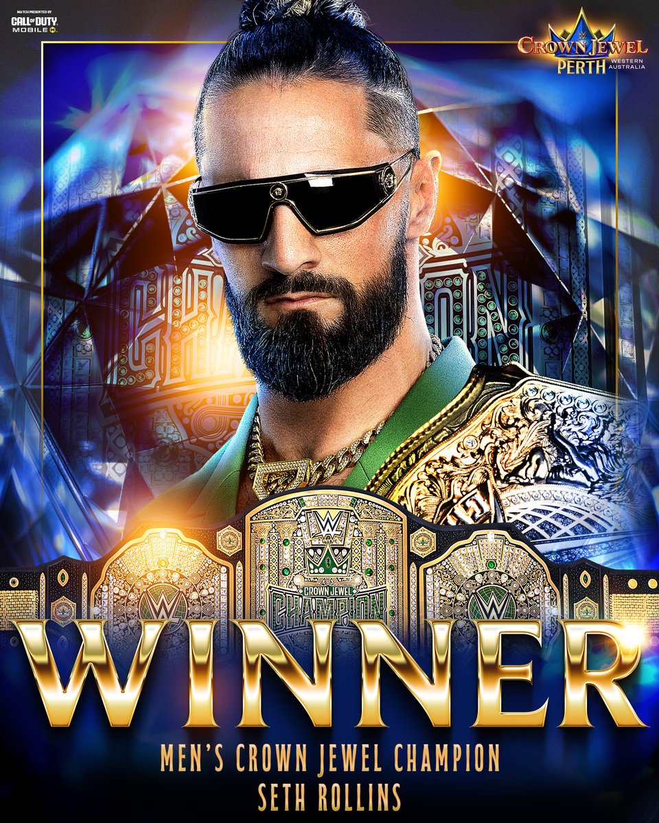 WWE's tweet image. .@WWERollins is your NEW #WWECrownJewel Champion! 👊