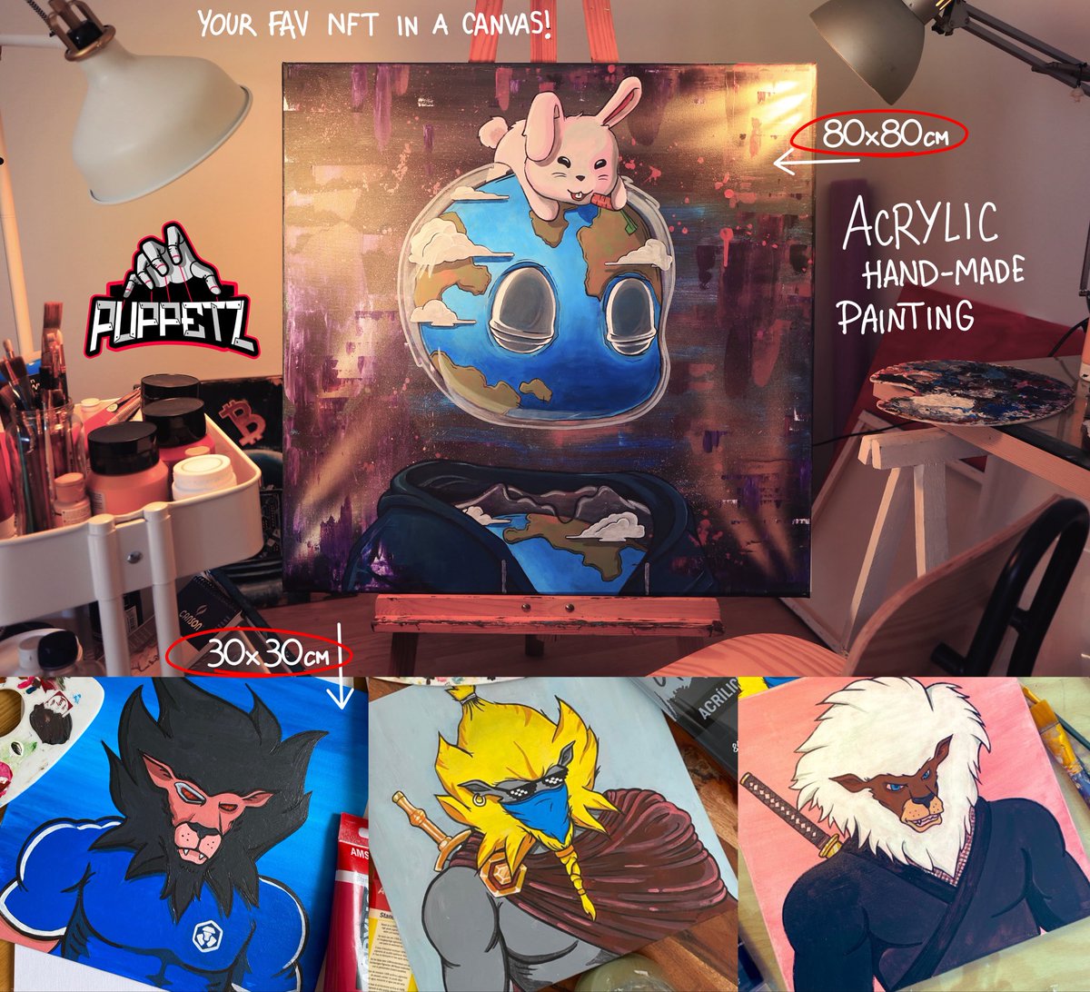 Physical ART in the upcoming drop on <a href="/cryptocomnft/">Crypto.com NFT</a> 🔥

Hand-painted by <a href="/SergiTugas/">Sergi🎭</a> 👉🏻 Your favorite NFT brought to life on canvas with acrylics

Digital Art 👉🏻 Customs 2.0 are HERE!
And they come with special discounts on Physical Art

Plus a 3x art pieces #giveaway in the drop