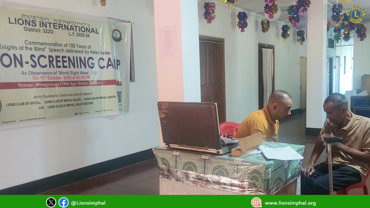 LionsImphal's tweet photo. Vision Checkup camp as observance of #WorldSightWeek at Mongsangei Old Age Home. Also conducted as 100 yrs of #knightsoftheblind speech by #HelenKeller
#lionsclubofimphal #lionsinternational #dist322d #sightfirst @lionsclubs https://t.co/nJql0OfpjE