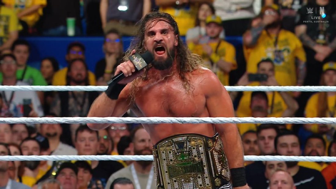WrestleOps's tweet image. “I proved tonight I’m the greatest of all time.”

— Seth Rollins 

#WWECrownJewel