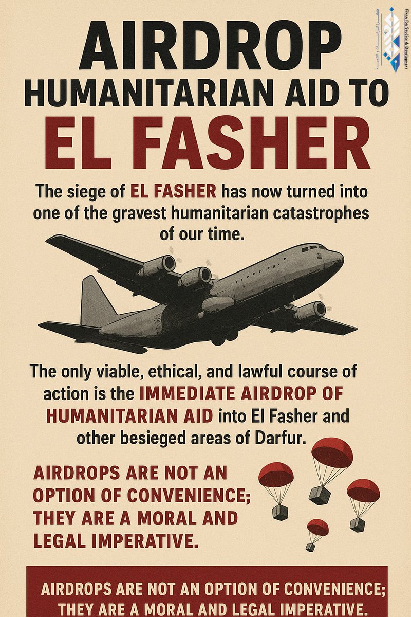 #KeepEyesOnSudan
Airdrop of aid to El Fasher is not an option, it is the only viable means to save lives now. Inaction is complicity