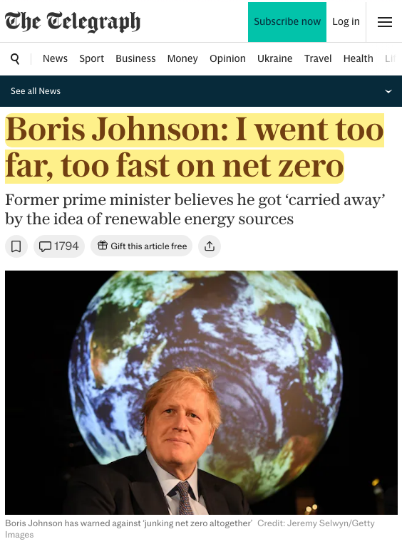 Yes, you did

But good with some honesty

Mr Johnson said he got “carried away” by the idea that renewable energy sources could replace fossil fuels and, as a result, electricity is “too expensive for ordinary people”.

telegraph.co.uk/politics/2025/…
archive.ph/ClXHp
