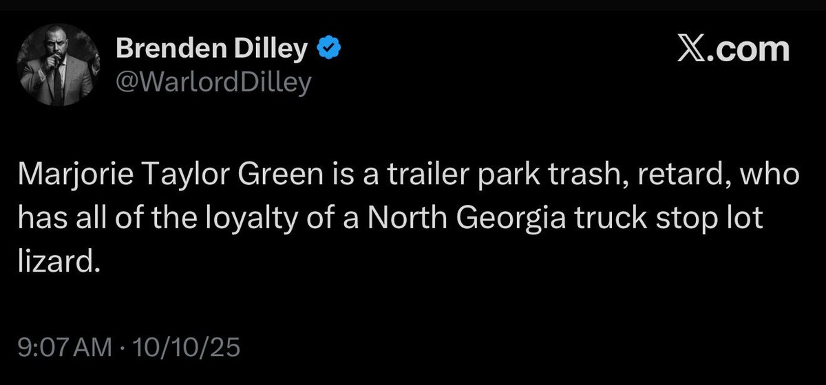 Villgecrazylady's tweet image. The funniest thing about this dysgenic mongrel going after MTG is that when you search his timeline for her name there’s nothing before August 2025. 

Which means this fat loser had to go back and delete every post he ever made about her until like 2 months ago. 

We literally…