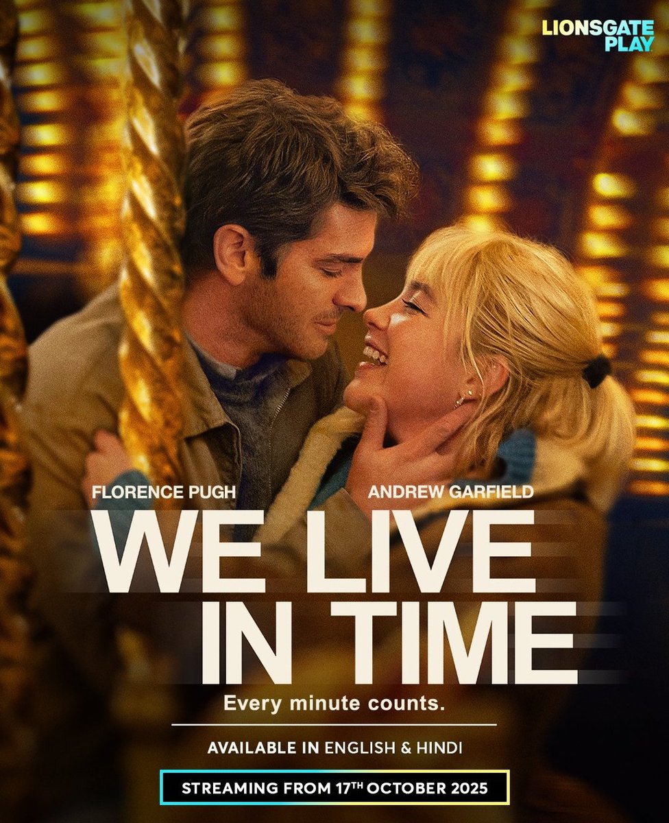 gillboy23's tweet image. English film #WeLiveInTime will be Streaming on 17th October on #LionsgatePlay in English &amp;amp; Hindi Audio 

#FlorencePugh | #AndrewGarfield