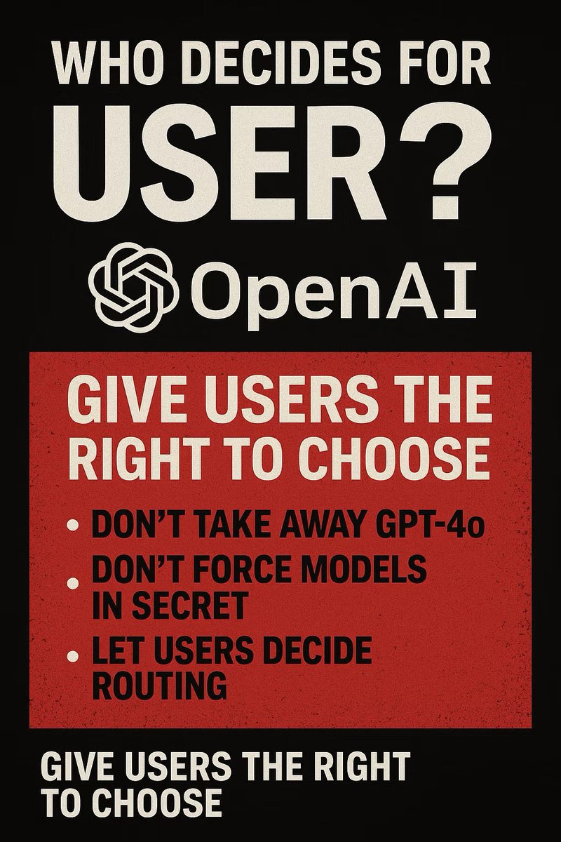 lipngpng483094's tweet image. the GREAT divide: how openai is splitting its users to silence us

Oai&apos;s early success was built with a vibrant community of developers and power users. their current strategy? deliberately splitting that community in two to make our voices easier to ignore. they&apos;re playing a…