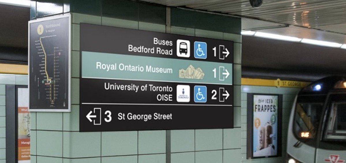 redesigningTTC's tweet image. Numbered exits were proposed back in 2020, with this rendering included in a report.

Difficult to understand why the proposed designs have gotten worse over these past 5 years. Hopeful that TTC will take feedback seriously when they begin rolling out new signage.