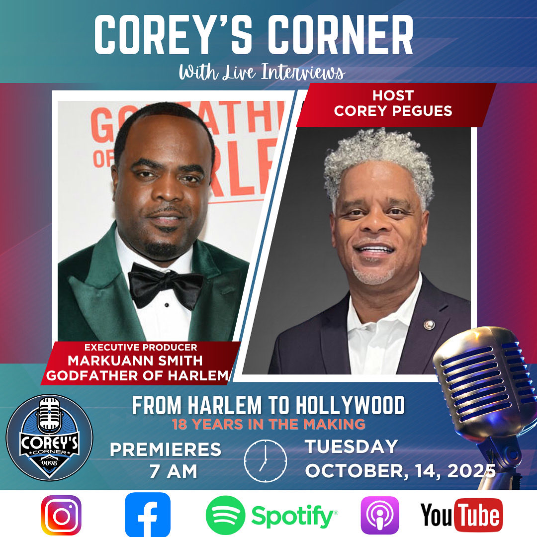 cpegues's tweet image. Up next on Corey’s Corner is the creator and Executive Producer of the hit tv series “The Godfather of Harlem” on @STARZ @Markuann Episode dropping on Tuesday at 7am! #coreyscorner