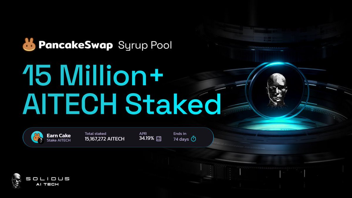 iam_iamspartan8's tweet image. Over 15 million $AITECH are now staked on @PancakeSwap’s Syrup Pool!

The #AITECH community is growing stronger, with stakers earning CAKE rewards and powering ecosystem activity.

Staking @AITECHio means participating directly in the future of DeFi.