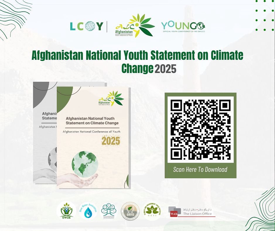 samsoor_watan's tweet image. 🌍 The Future Belongs to Us; and It Starts Now! 🌿

We are excited to announce that the Afghanistan National Youth Statement on Climate Change 2025 is now live!
This statement captures the united voice, vision, and solutions of Afghan children, women, and youth who are shaping a
