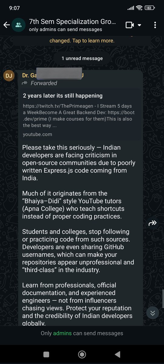 baj_dev's tweet image. My TPO just shared this in the university WhatsApp group.
The WORLD IS HEALING
@ThePrimeagen #OpenSource #GitHub #OpenSourceContribution #DAMN
