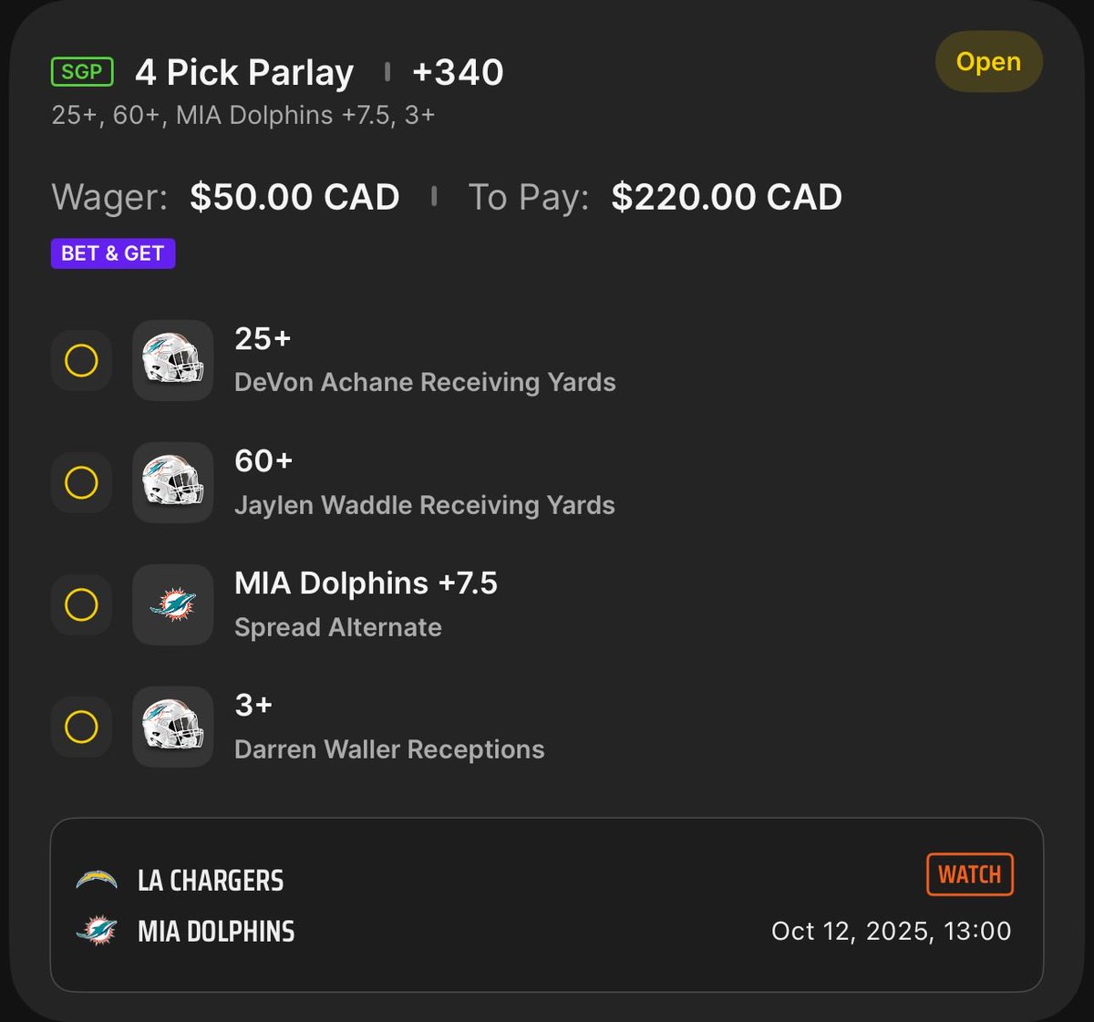 BetLogicAI's tweet image. Bet and Get Action 
Dolphins vs Chargers