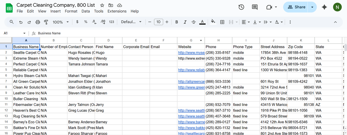 Just scraped a FRESH LIST of CARPET CLEANING COMPANY Decision Makers.

All emails, phone numbers, and LinkedIn profiles cleaned and updated recently.

This list normally goes for $797, but I’m sharing it here.

Want it?

Like + Comment “797” + Repost and I’ll DM you the full