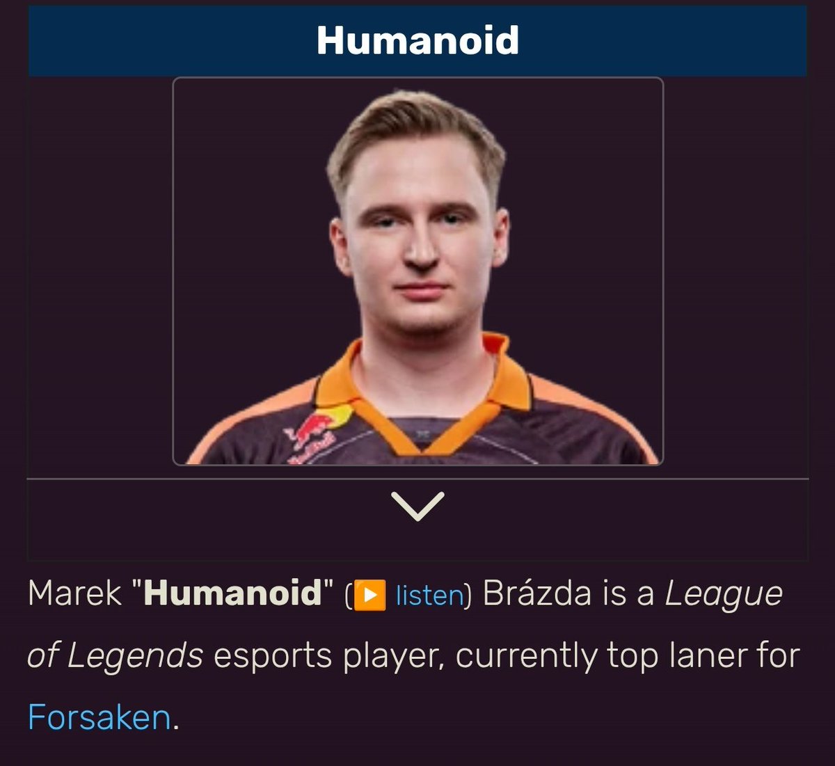 Chico promedio: Lo deja la novia y se mete al Gym
Humanoid: Lo echa Fnatic y va a Heretics 2 a cubrir el rol de un pavo que se tocó la polla en directo