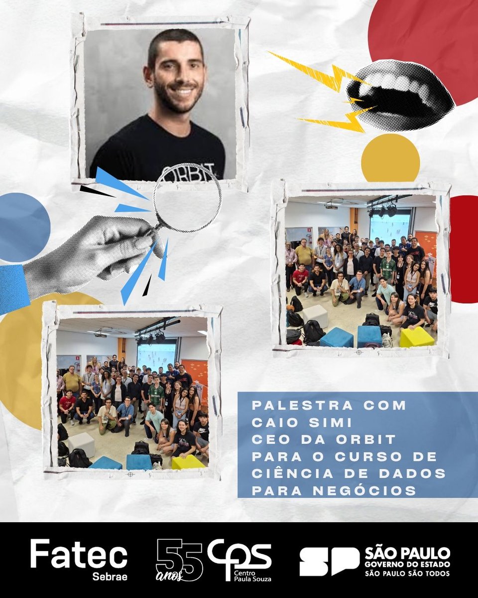 FatecSebrae's tweet photo. Match perfeito!
Caio Simi, CEO da Orbit, trouxe para nossos alunos de Ciência de Dados os desafios de empreender na área. Aula inspiradora na Fatec Sebrae!

#FatecSebrae #CiênciaDeDados #Empreendedorismo https://t.co/MjW2IVI07o