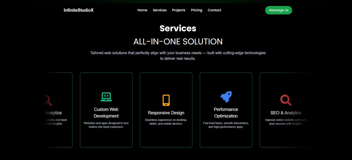 PratikCDev's tweet image. 💻 Just sat 7 hours straight building this website: infinite-studiox.vercel.app

Built with React.js, Tailwind CSS, integrated Formspree for bookings.

Would love everyones feedback, what should I improve?👀

@Harish_52 
#WebDev #ReactJS #TailwindCSS #Startup