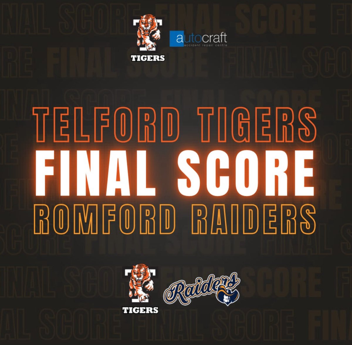 Telford_Tigers's tweet image. Romford Raiders 5-3 Telford Tigers.
