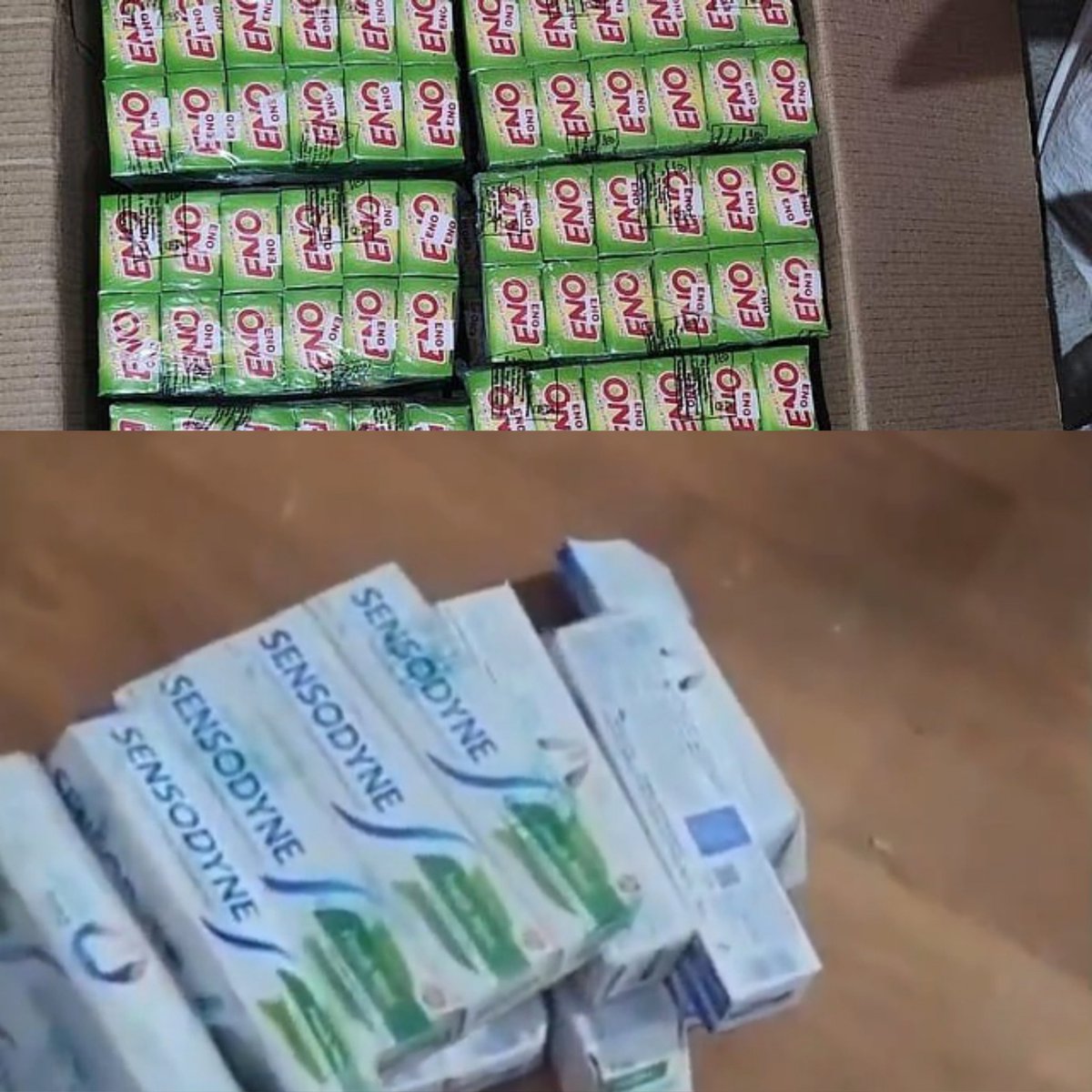 DefenceSahil's tweet photo. 🚨 #Fakeproducts alert!
A factory producing fake #Colgate toothpaste busted in #Kutch, #Gujarat, while Delhi witnesses a racket making fake Sensodyne, Eno, and #GoldFlake cigarettes.These aren’t just frauds—they are slow poisons we consume daily. #Sensodyne #Eno #PublicHealth https://t.co/5vMpX1qiTF