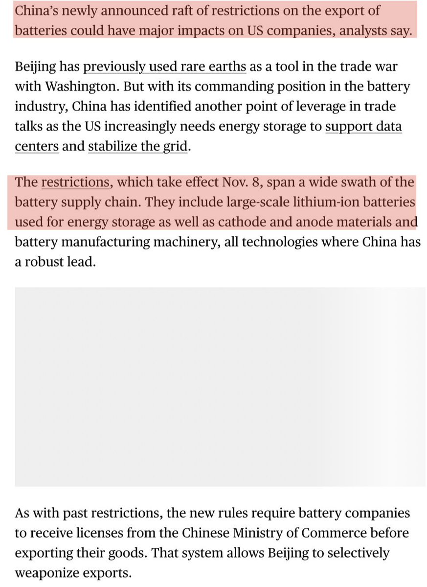thejefflutz's tweet image. $EOSE battery: No rare earths or lithium ion or other critical raw materials under this Nov 8th China NEW export control. This is a huge positive for @PoweredByEos but really needs to be resolved for the US more broadly… (cont below) 👇