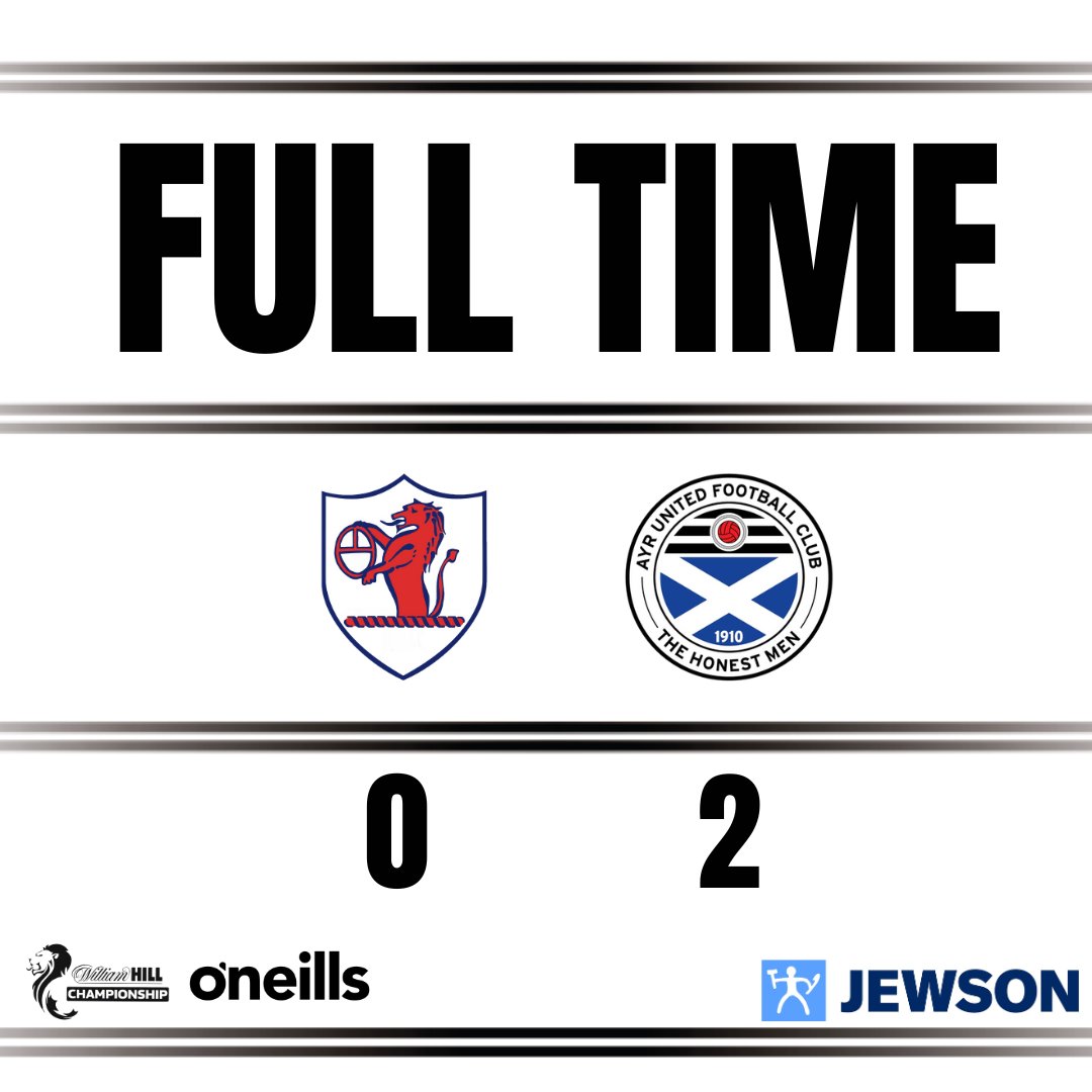 AyrUnitedFC's tweet image. FT | ⌛ | Victory in Kirkcaldy.

Raith [0 - 2] Ayr

#WeAreUnited