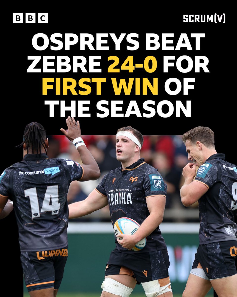 BBCScrumV's tweet image. A convincing performance from Ospreys as they clinch the first win of their URC season 👏

What did you make of their performance? 🤩