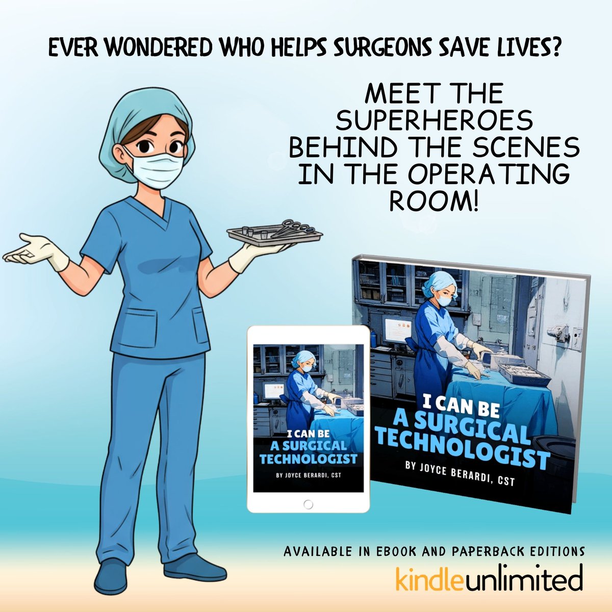 book_khaleesi's tweet image. A #NEWRELEASE by JOYCE BERARDI, CST
Meet the superheroes behind the scenes!
Helping surgeons save lives = The #SurgicalTechnologist
📌 mybook.to/Icanbeasurgica… 
Available as a colorful, illustrated paperback for kids to enjoy. 👍 

#childrensbook #mustread #amreading #YA