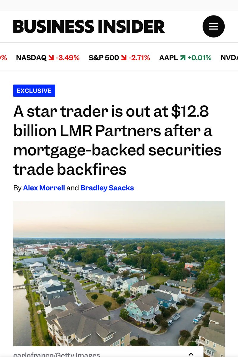 kshaughnessy2's tweet image. &quot;... wiping out year-to-date gains estimated at more than $100 million..&quot;

&quot;A star trader is out at $12.8 billion LMR Partners after a mortgage-backed securities trade backfires&quot; 

&quot;Last year, Andrew Berger was riding high. 

The mortgage-trading team he oversaw at $12.8 billion…