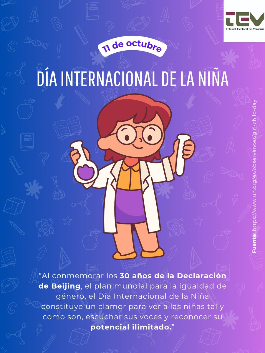 Las niñas contribuyen a construir un mundo más próspero, justo e igualitario. Este Día Internacional nos convoca a crear espacios seguros y dignos para las niñas, en un ámbito de igualdad, empoderamiento y no discriminación.