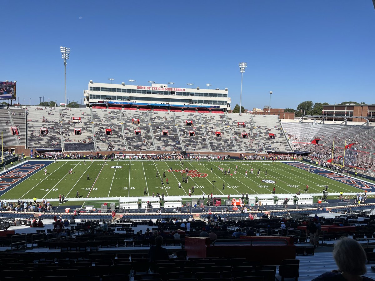 60 minutes until kickoff at the Vaught between the Rebels and Washington State.  As you can see, most Ole Miss fans are still in the Grove