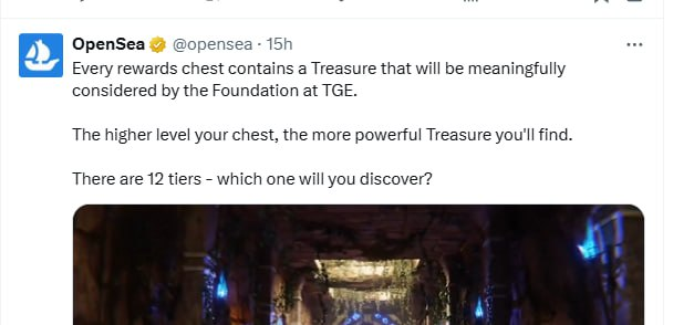 Here's official confirmation from OpenSea that all these chests aren't just a pool split, but also a drop criterion. That is:

1. Each chest contains a Treasure, which is like "loot" that will be counted by the Foundation during the TGE. This means the chest's contents will
