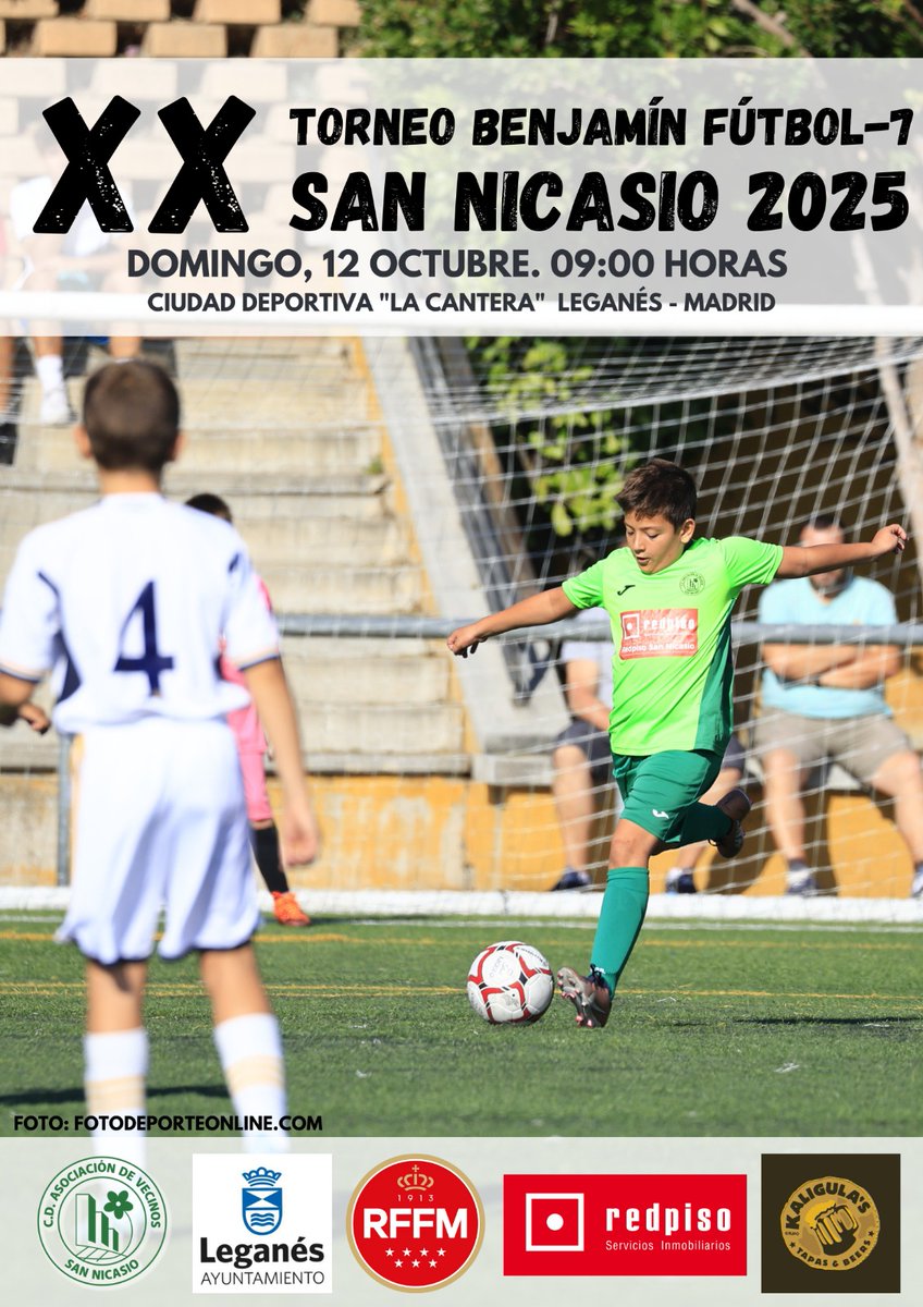 #FiestasDeSanni2025 

Mañana, y para terminar las actividades de las Fiestas, tenemos dos grandes citas:

- 47 Carrera Popular de San Nicasio. Contra la Violencia Machista. Organizada junto al <a href="/CALeganes/">Atletismo Leganés</a> 

- XX Torneo Benjamín Fútbol 7 organizado por el C.D. San Nicasio.

+👇👇