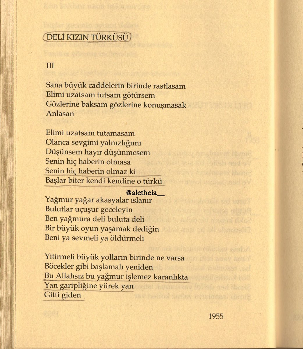 Senin hiç haberin olmaz ki
Başlar biter kendi kendine o türkü

gülten akın