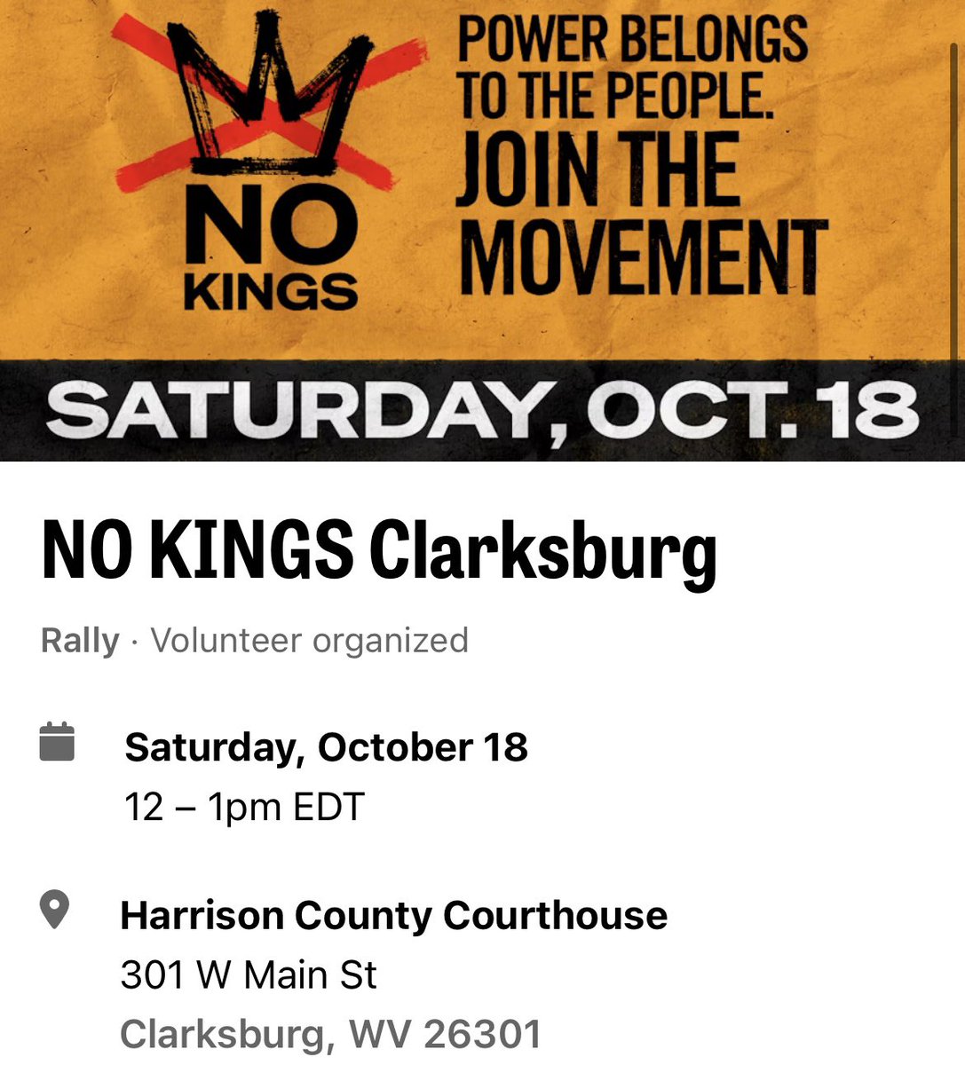 JustinMLung's tweet image. West Virginia standing up also!! A state that overwhelmingly supported him but many saying Enough is Enough! 🪧🗣️💪🇺🇸 #NoKingsDay #NoKings