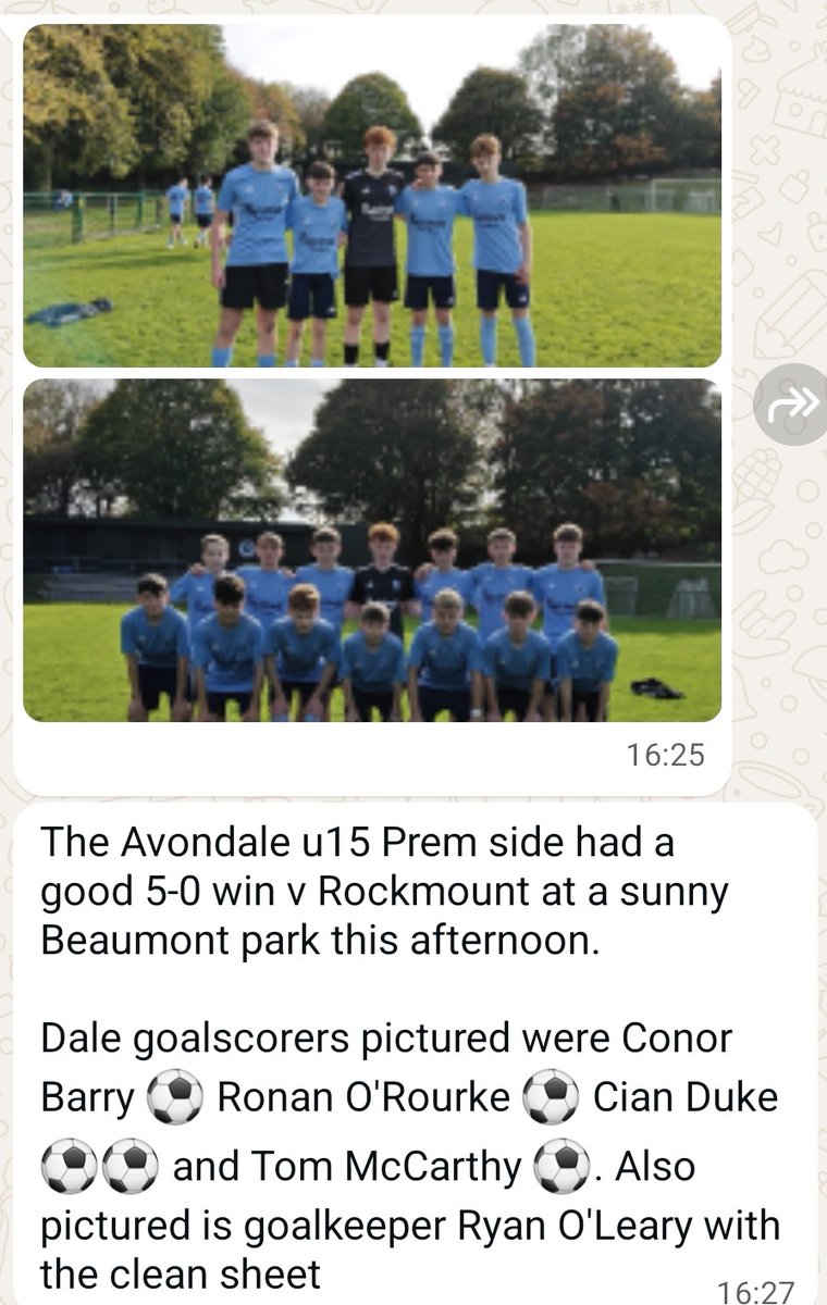 AvondaleUtdFC's tweet photo. The Avondale United Under 15 Premier team 5-0 winners today in @corksl over Rockmount . https://t.co/dAHuWJA6MB