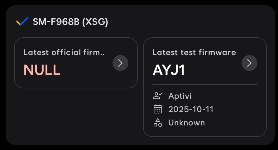 OfficialAptivi's tweet image. Confirmed: SM-F968B with XSG CSC spotted.

Hint from: sammobile.com/news/exclusive…

#Samsung #Galaxy #OneUI8 #TeamGalaxy #GalaxyAI #TeamSamsung #TechNews #TechUpdates #GalaxyZTriFold