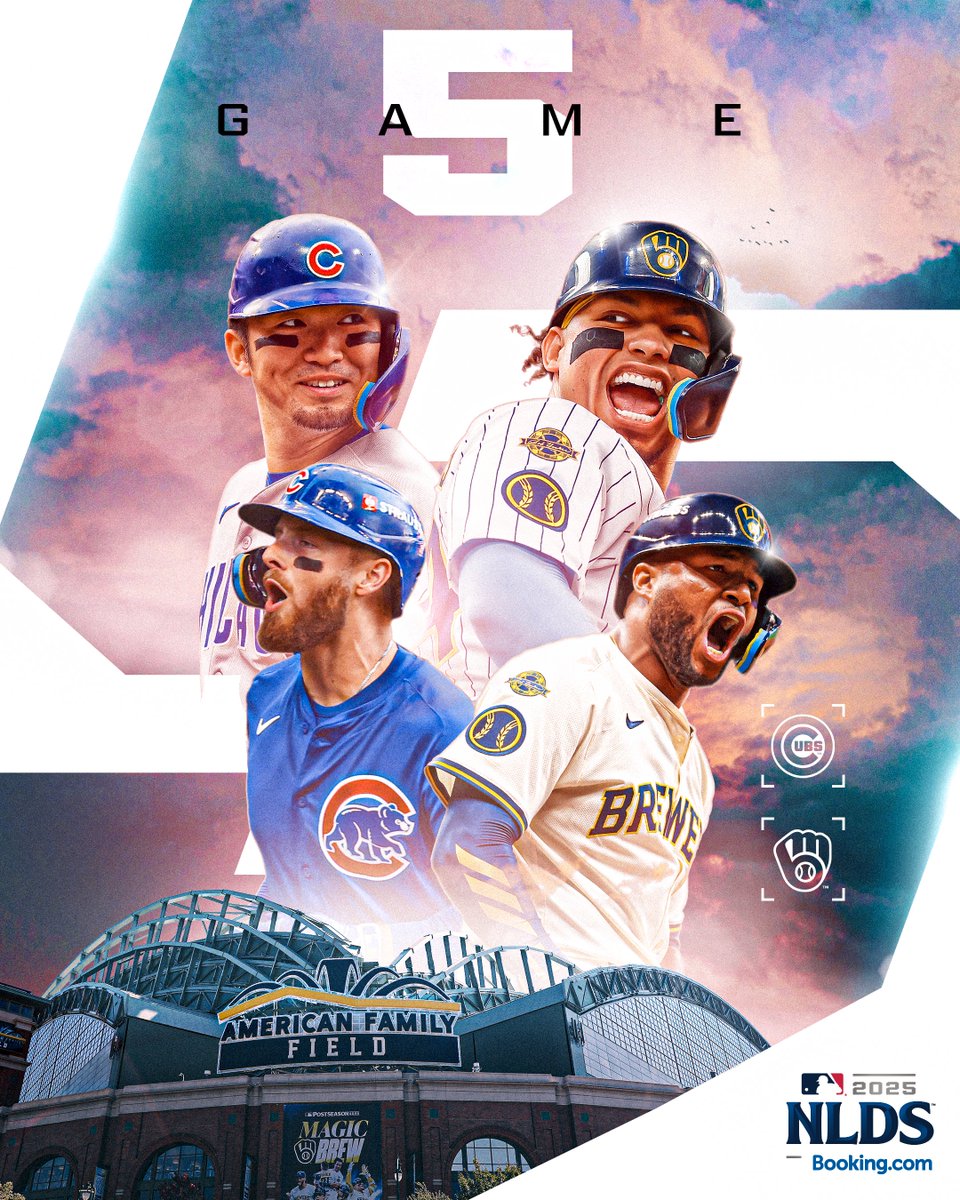 MLB's tweet image. The @Cubs and @Brewers battle it out one more time with their seasons on the line 😤

Watch #NLDS Game 5 at 8:08 PM ET on @TBSNetwork, @truTV and HBO Max.