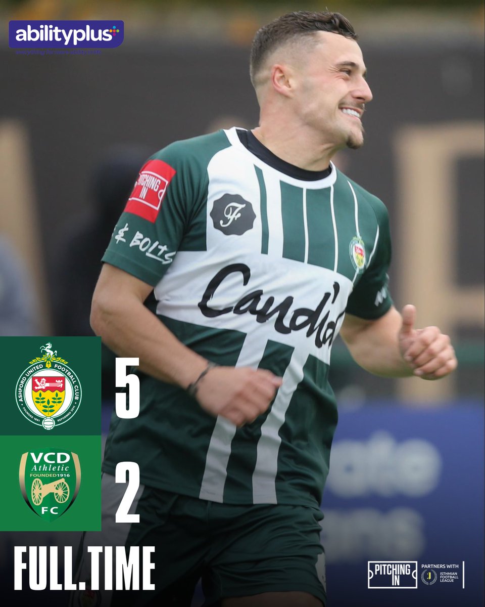 ⏱️ FT |  Ashford United 5 - 2 VCD Athletic 

3 Points, 3 Goals for Collins 🎩 🔥 

#AUFC #COYNAB ⚪️🟢