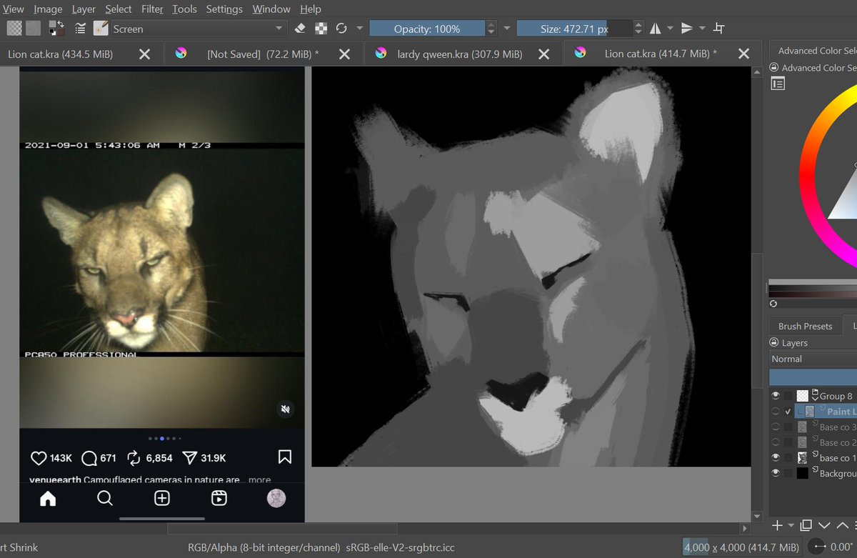 princendonga's tweet image. I saw this lion, and I was like... OH! I'm an artist! So I'm painting it.