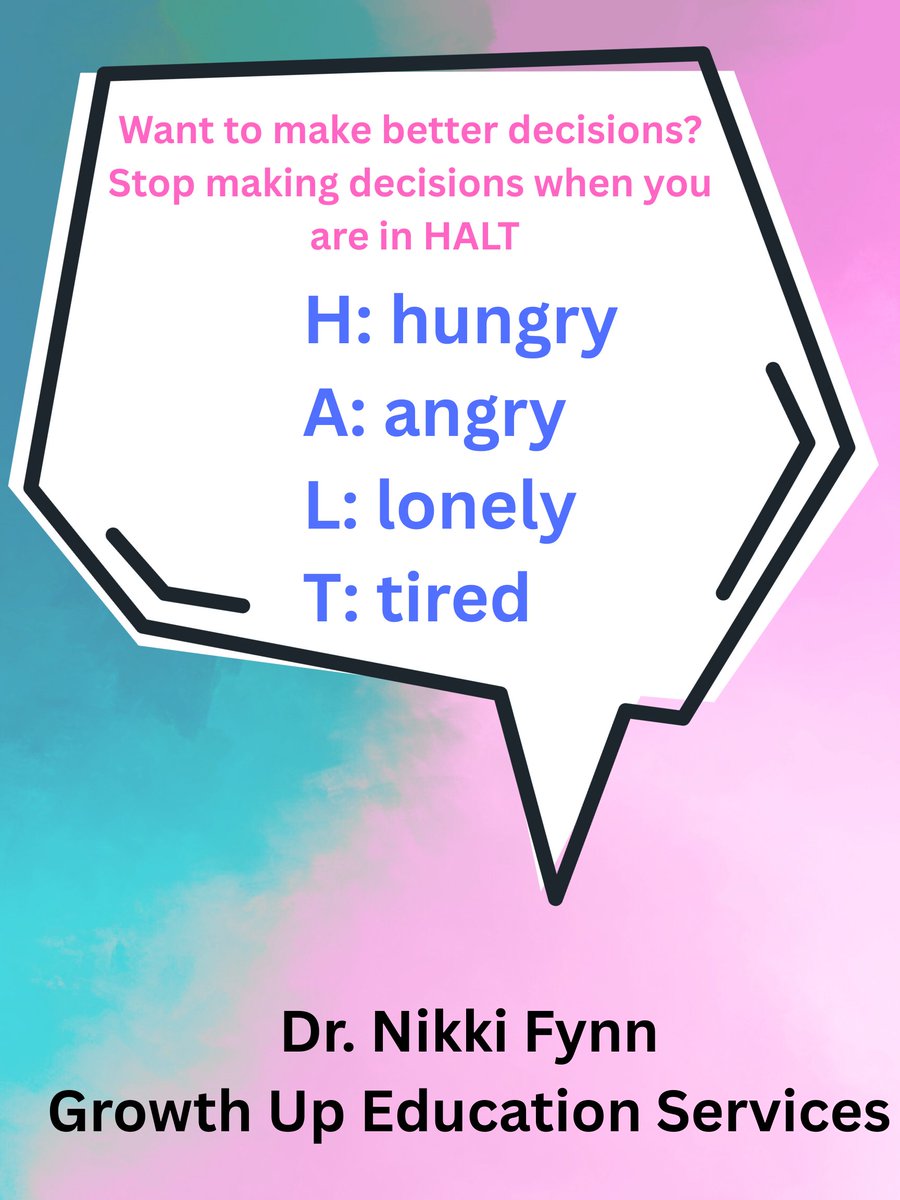 NPFynn's tweet photo. Add P= pain and S=sick to the list. We have to take care of our immediate/basic needs first often times if we are going to make better decisions. #hungry #lonely #sick https://t.co/qQ2i4TFuBA