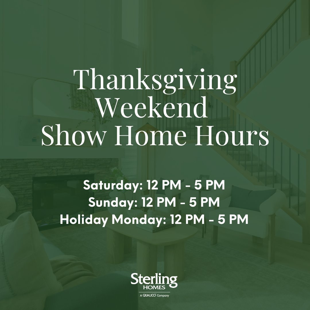 🏡✨ Visit a Sterling Homes Show Home This Weekend!

Explore stunning designs and find your dream home!

📅 Show Home Hours:
Saturday &amp; Sunday &amp; Holiday Monday:  12 PM - 5 PM

Stop by—we can’t wait to welcome you!