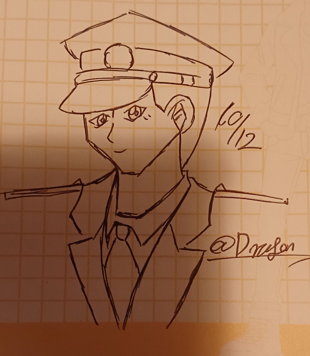 sTVmr9RpIB5BZDi's tweet image. 本日のラフ絵～(*´-`)
プラモデルに集中してたら夜中の一時になってた😁
ボールペンで一発書きしました～(*´-`)
#イラスト
#アナログイラスト
#警察官
#ラフ絵